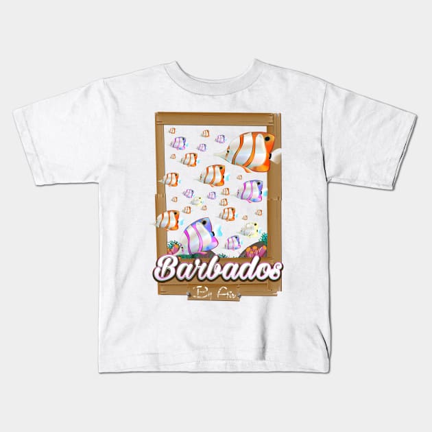 Barbados Travel Poster Kids T-Shirt by nickemporium1